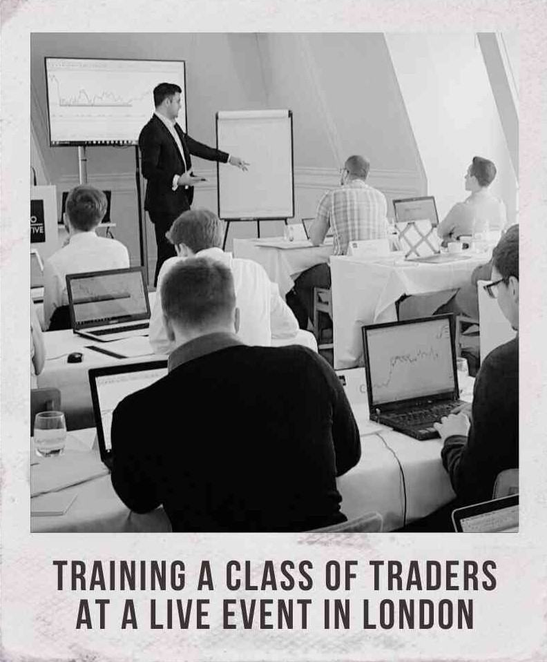 Training a class of traders at a live event in London
